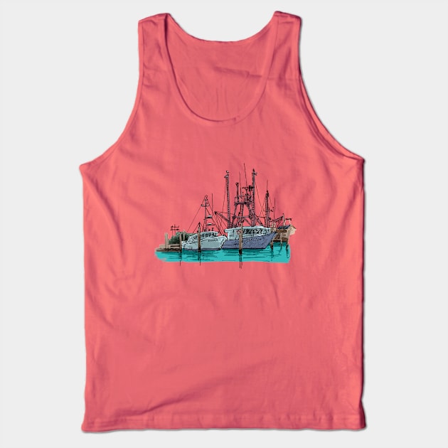 Montauk Fishing Boats Tank Top by enoogs